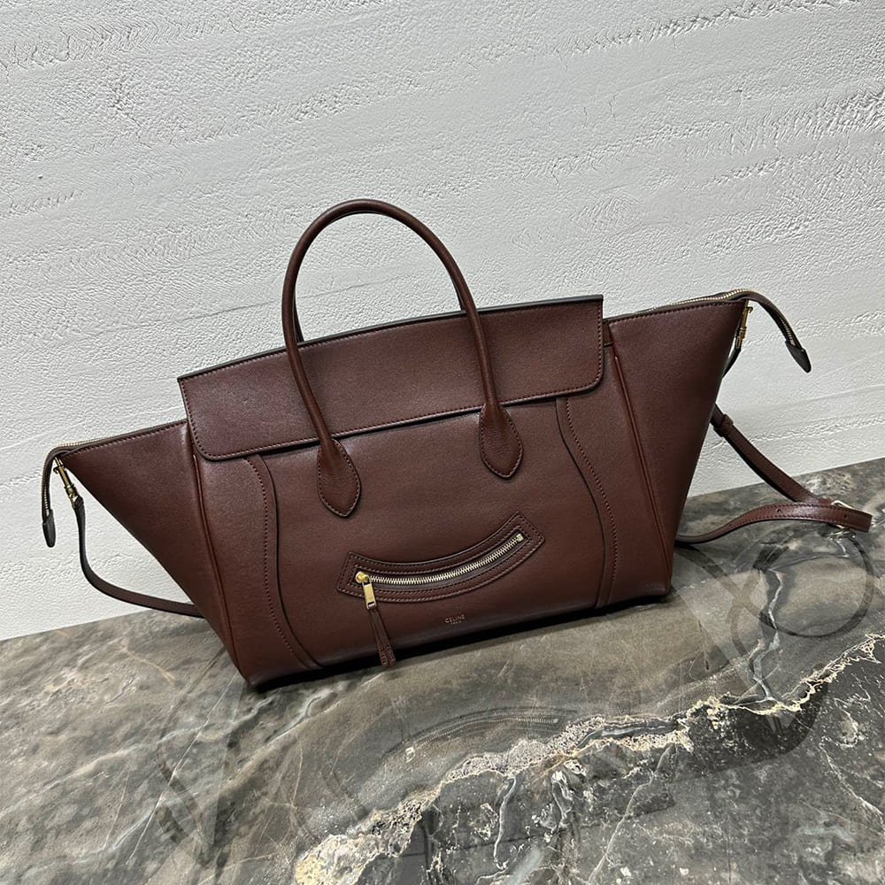 Ce1i*e MEDIUM SMILING NEW LUGGAGE IN S*pPLE SHINY LAMBSKIN(HIGH-END GRADE)