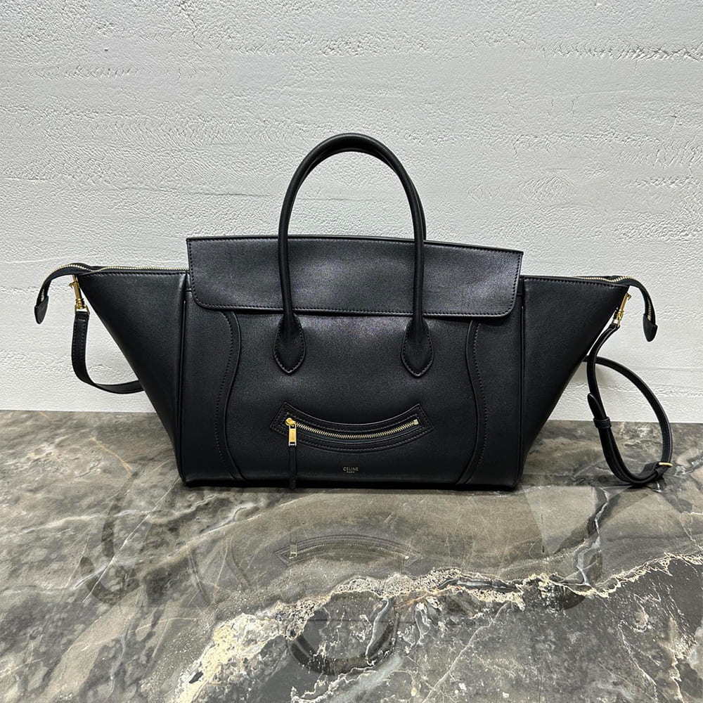Ce1i*e MEDIUM SMILING NEW LUGGAGE IN S*pPLE SHINY LAMBSKIN(HIGH-END GRADE)