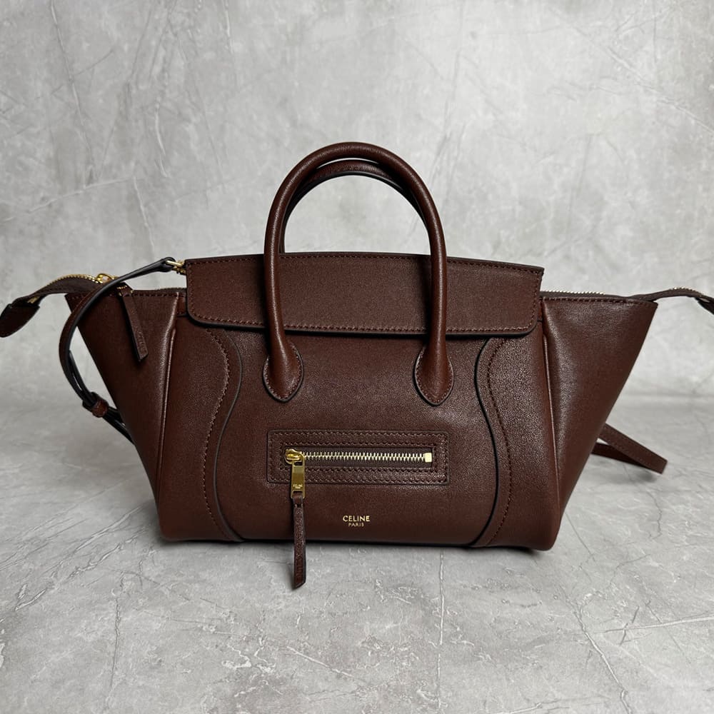 Ce1i*e SMALL NEW LUGGAGE IN S*pPLE SHINY LAMBSKIN(HIGH-END GRADE)