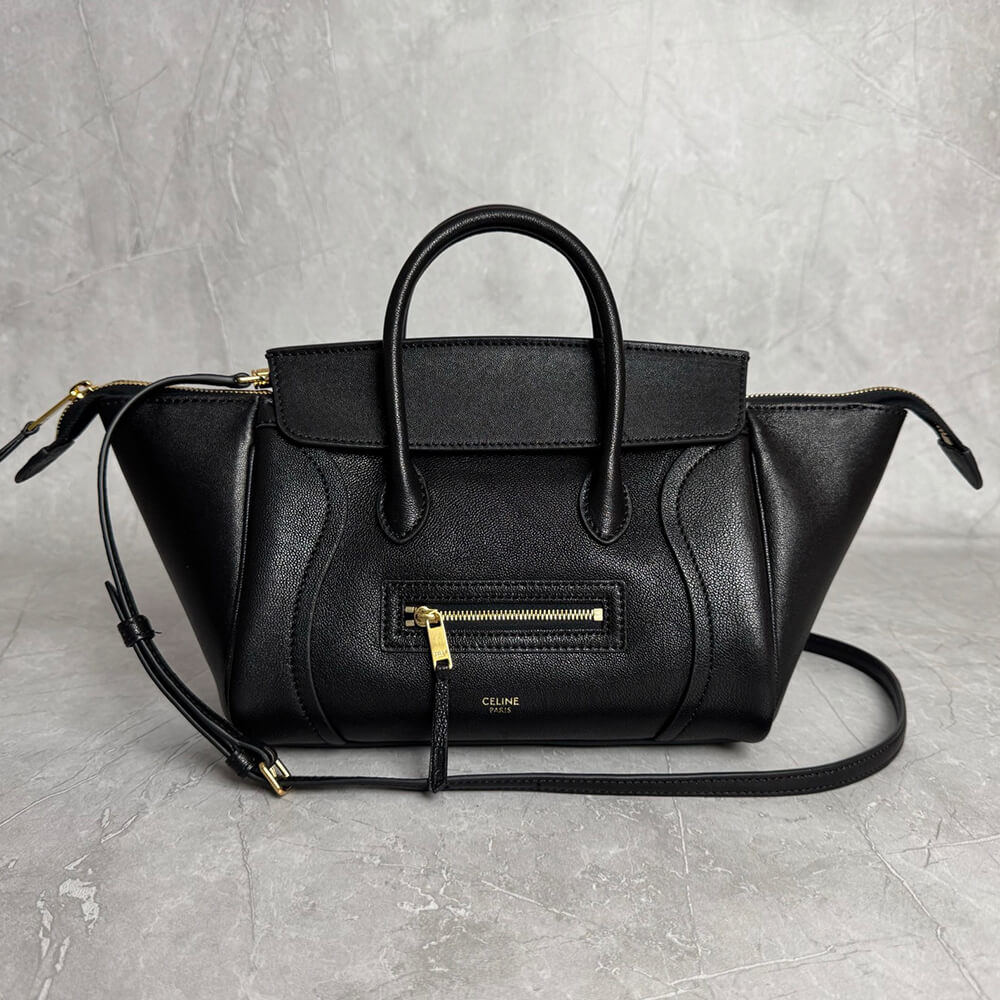 Ce1i*e SMALL NEW LUGGAGE IN S*pPLE SHINY LAMBSKIN(HIGH-END GRADE)
