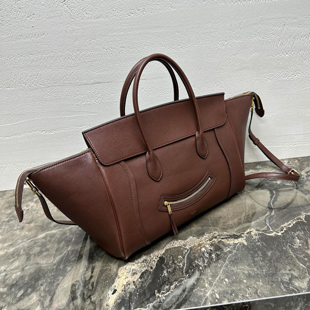 Ce1i*e MEDIUM SMILING NEW LUGGAGE IN S*pPLE SHINY LAMBSKIN(HIGH-END GRADE)