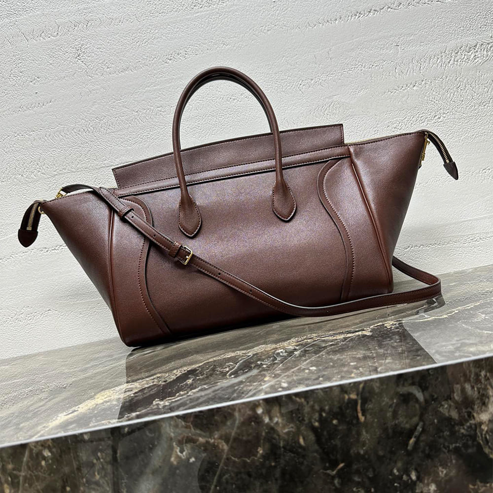 Ce1i*e MEDIUM SMILING NEW LUGGAGE IN S*pPLE SHINY LAMBSKIN(HIGH-END GRADE)