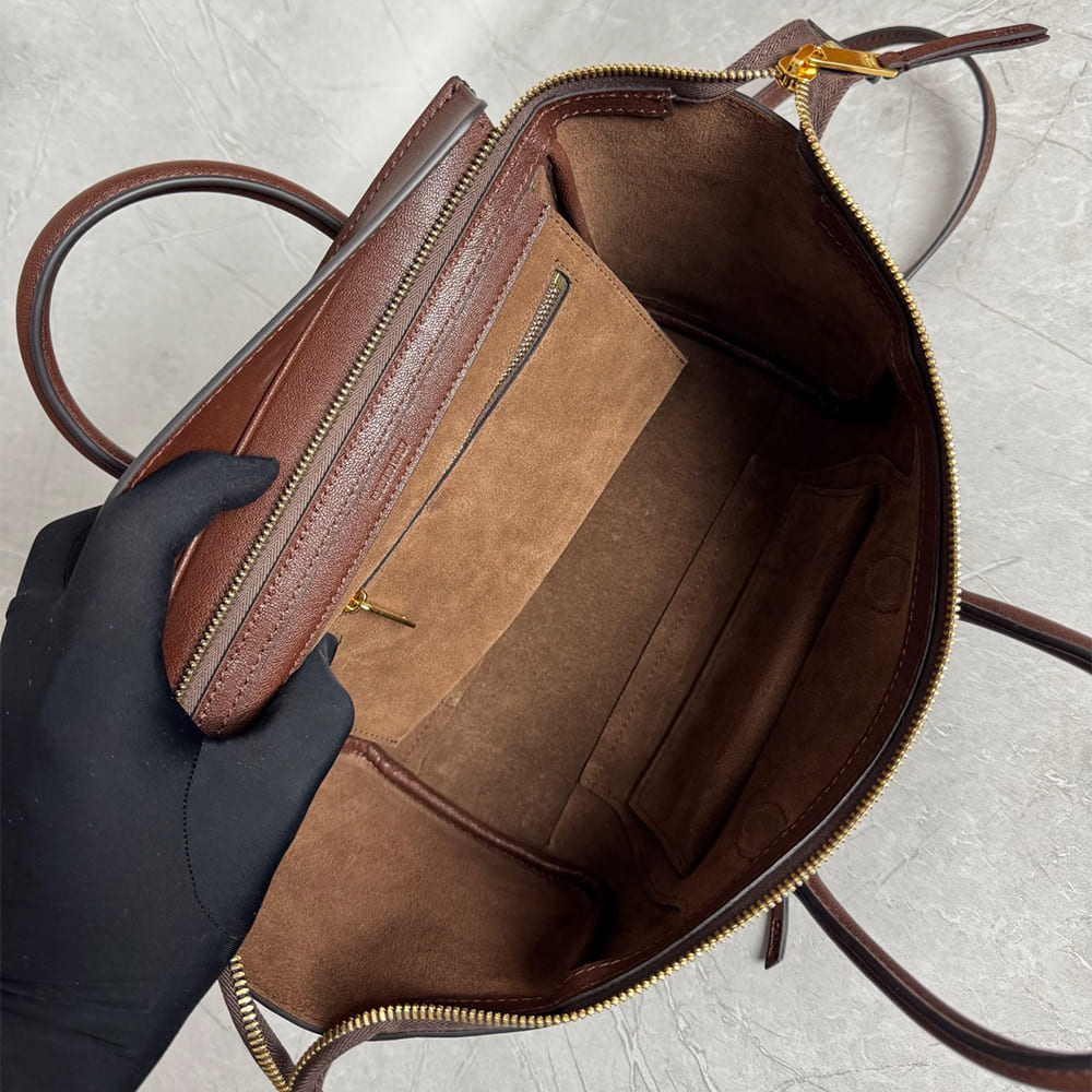Ce1i*e SMALL NEW LUGGAGE IN S*pPLE SHINY LAMBSKIN(HIGH-END GRADE)