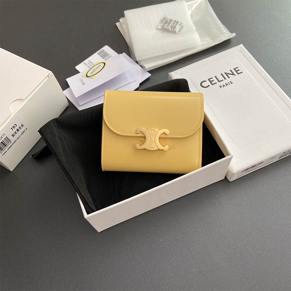 Ce1i*e Small Flap Wallet TRIOMPHE IN Shiny calfskin(HIGH-END GRADE)