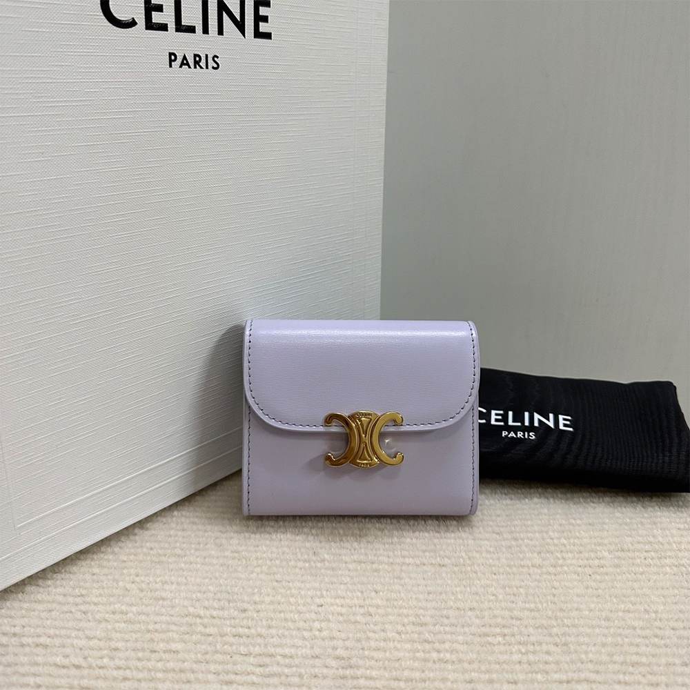 Ce1i*e Small Flap Wallet TRIOMPHE IN Shiny calfskin(HIGH-END GRADE)