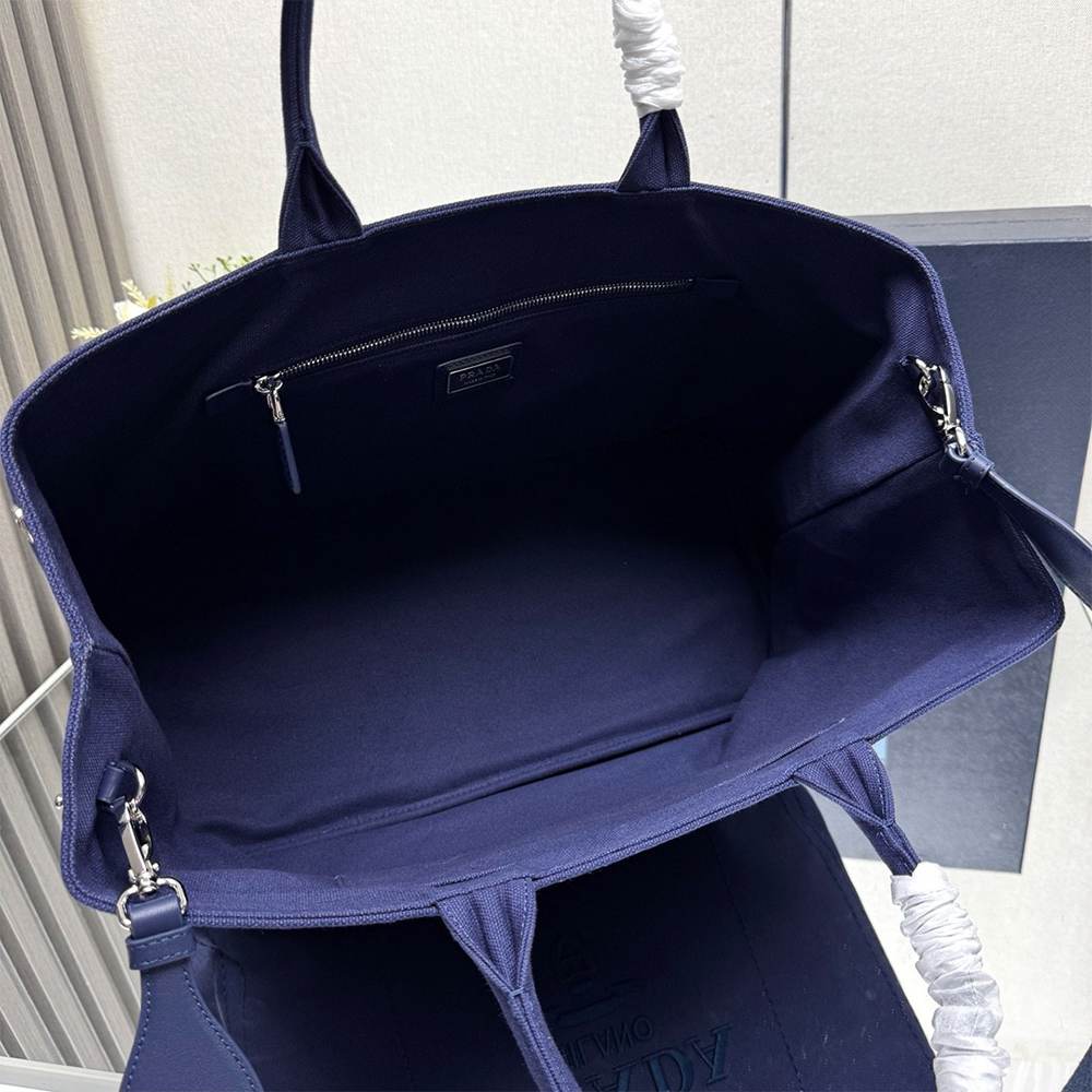 Pra*a Jardinière extra-large cotton canvas tote bag(HIGH-END GRADE)